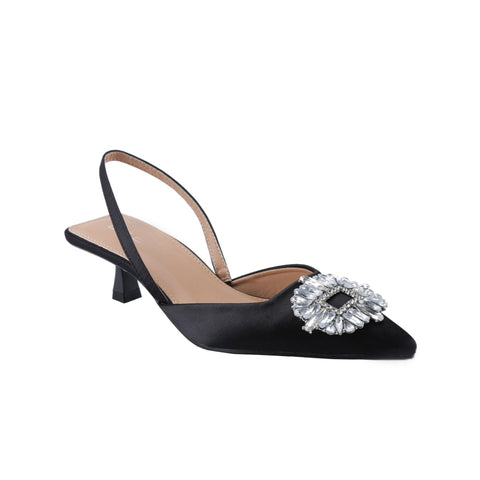 MILLA RHINESTONE KITTEN HEEL PUMPS (Black) - styletittudeapparelusa