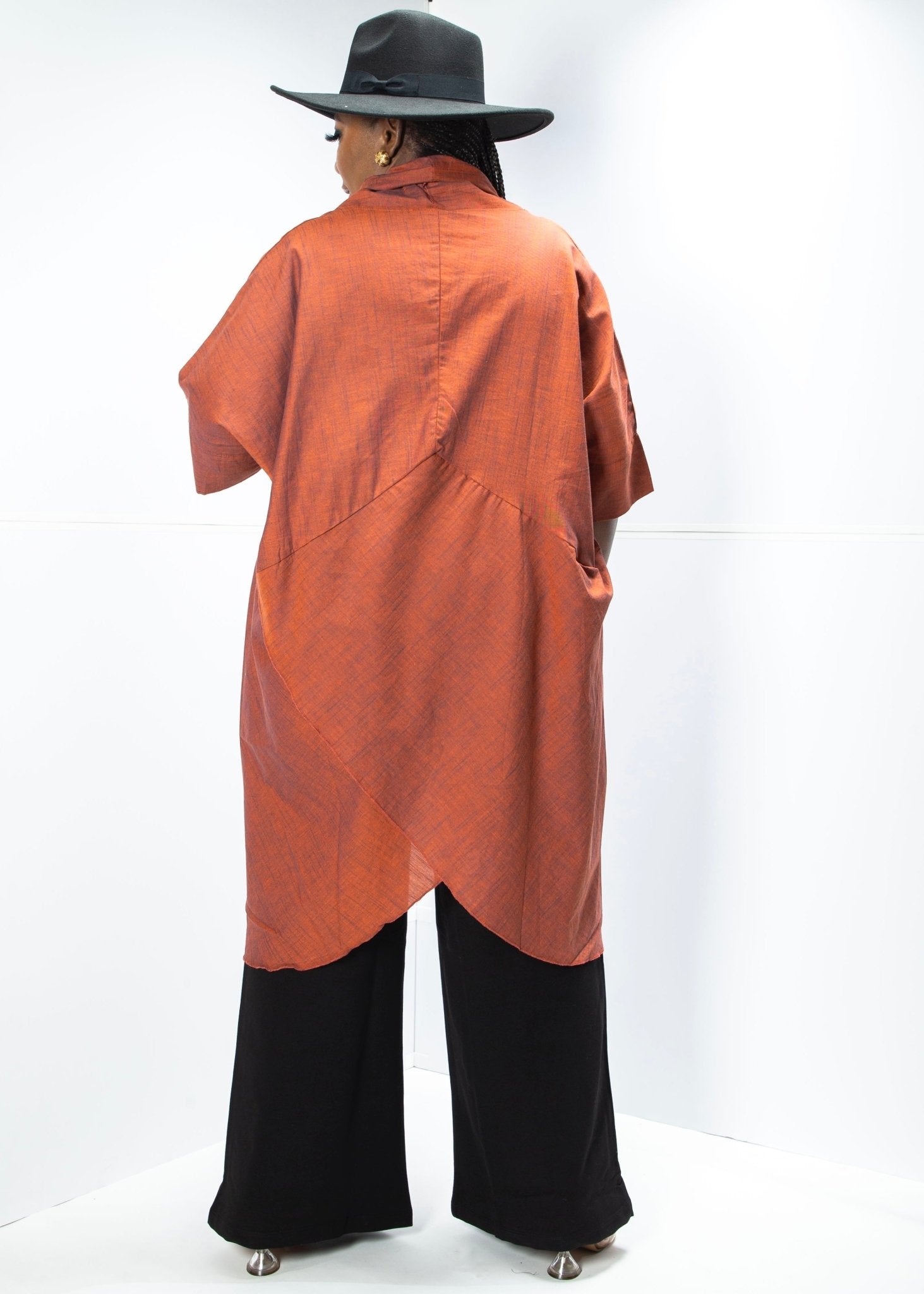 MILLENNIAL LINEN DRESS (Rust) - styletittudeapparelusa