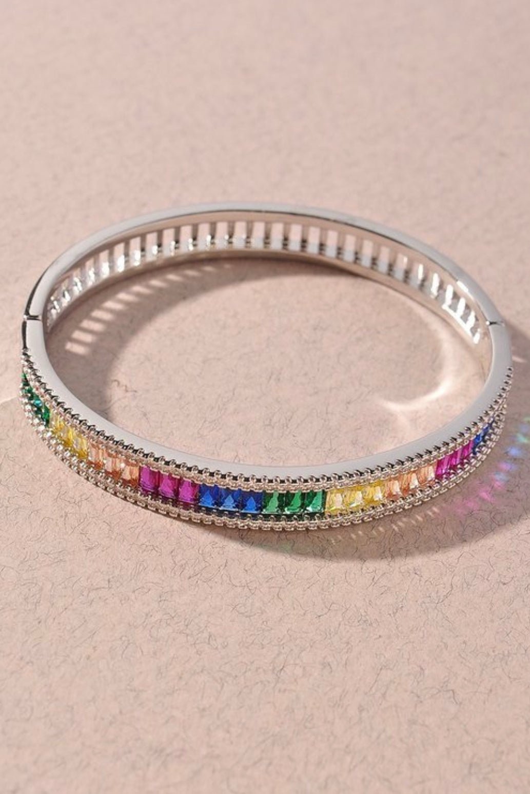 Multi stone zirconium bangle (Silver) - styletittudeapparelusa