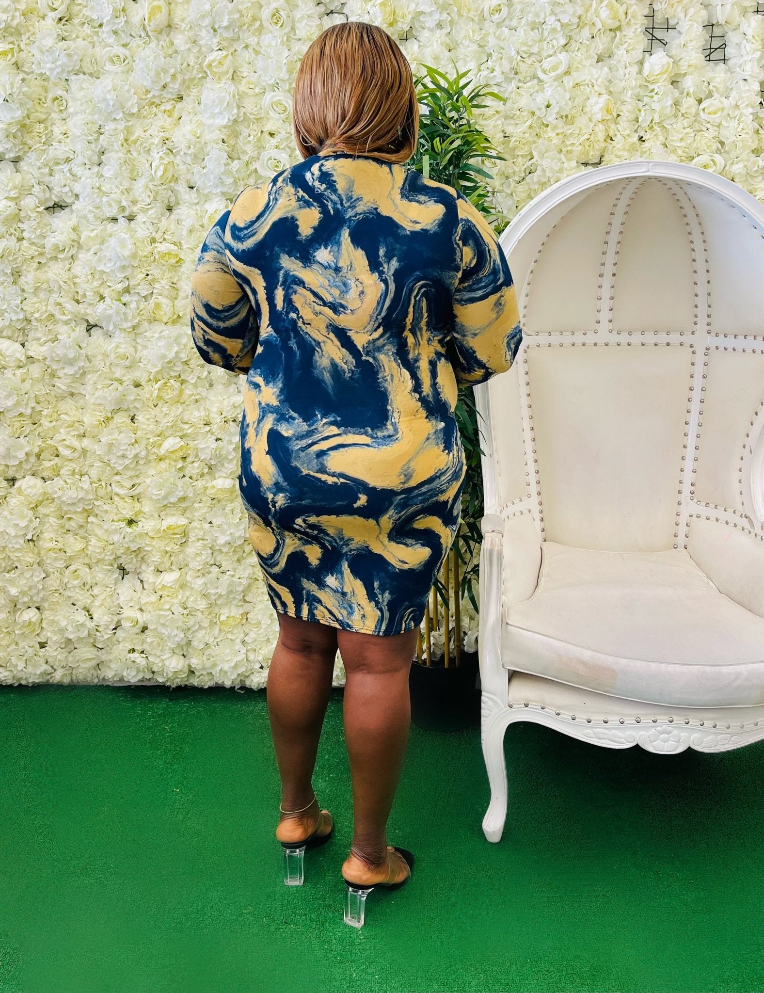 NAVY SWIRL DRESS(Plus) INSTOCK/READY TO SHIP - styletittudeapparelusa