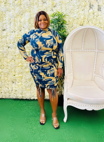 NAVY SWIRL DRESS(Plus) INSTOCK/READY TO SHIP - styletittudeapparelusa