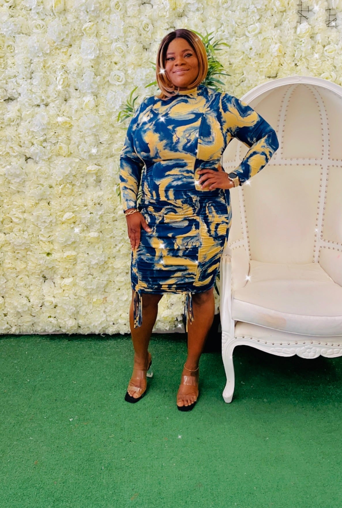 NAVY SWIRL DRESS(Plus) INSTOCK/READY TO SHIP - styletittudeapparelusa