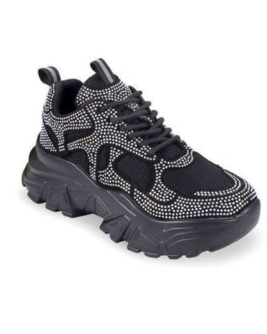 NO LIMIT RHINESTONE SNEAKERS (Black) - styletittudeapparelusa