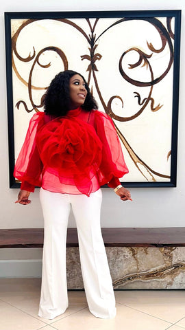 POSY BOUQUET TOP (Red) - styletittudeapparelusa