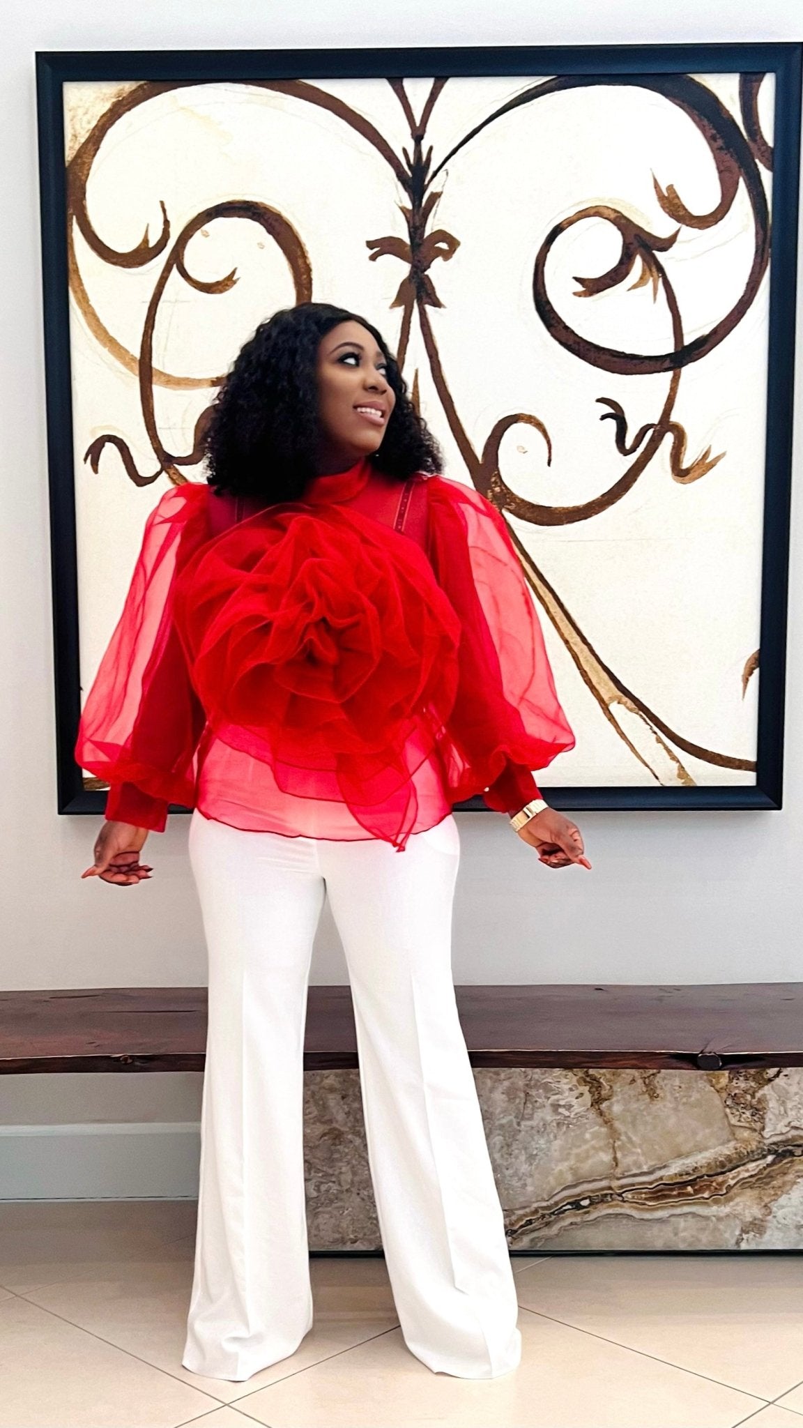 POSY BOUQUET TOP (Red) - styletittudeapparelusa