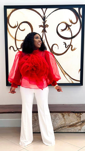 POSY BOUQUET TOP (Red) - styletittudeapparelusa