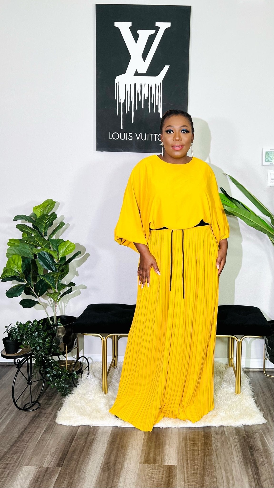 RAQUEL 2PC PLEAT SKIRT (Mustard) - styletittudeapparelusa