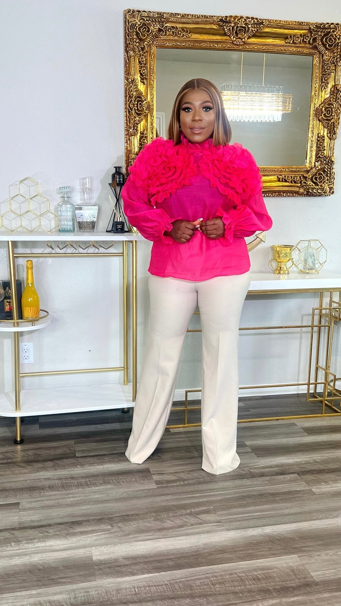 STAR JASMINE LONG SLEEVE TOP (Pink) - styletittudeapparelusa