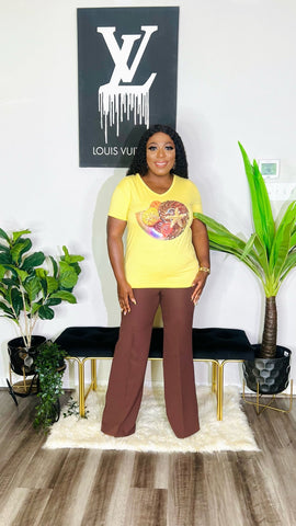 STAR SHELL EMBELLISHED TEESHIRT TOP (yellow) - styletittudeapparelusa