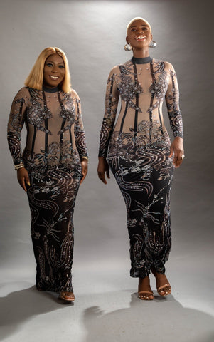 TATOO SHEER MIDI DRESS - styletittudeapparelusa