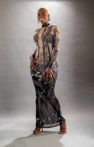 TATOO SHEER MIDI DRESS - styletittudeapparelusa