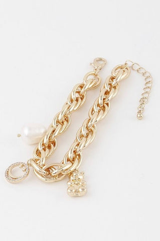 TEDDY BEAR CHARM BRACELET (Gold) - styletittudeapparelusa