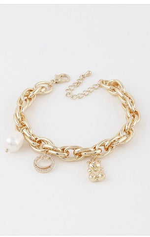 TEDDY BEAR CHARM BRACELET (Gold) - styletittudeapparelusa