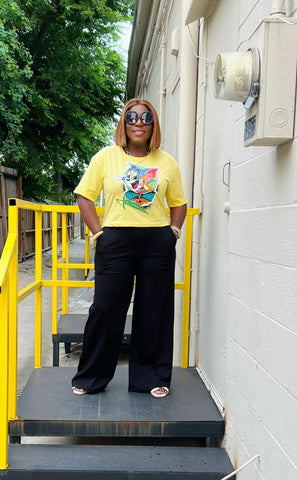 TOM & JERRY CROP TEESHIRT TOP (yellow) - styletittudeapparelusa
