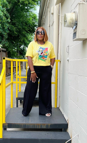 TOM & JERRY CROP TEESHIRT TOP (yellow) - styletittudeapparelusa