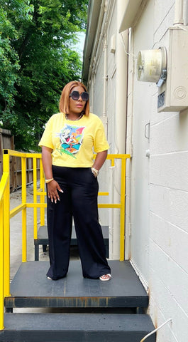 TOM & JERRY CROP TEESHIRT TOP (yellow) - styletittudeapparelusa